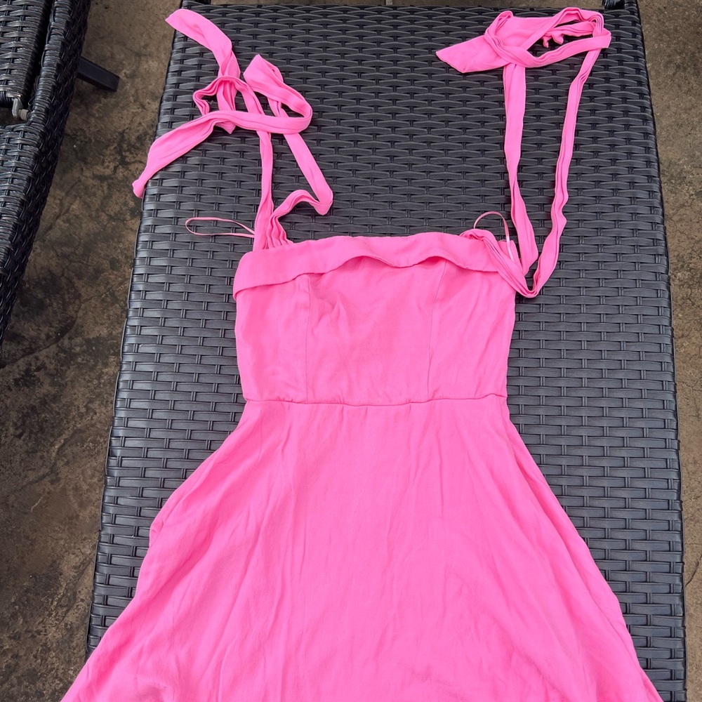 Pink Sleeveless Dress with Tie Straps